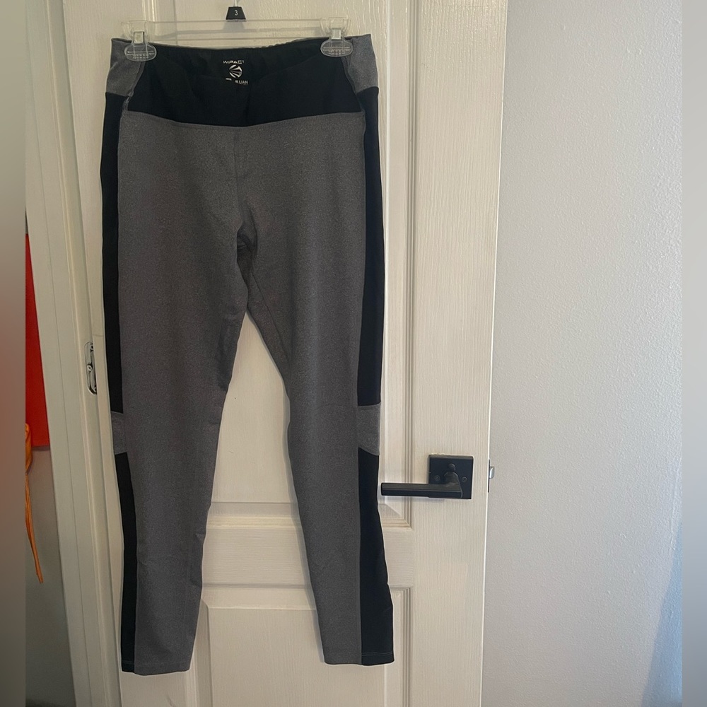 Gray and black workout leggings